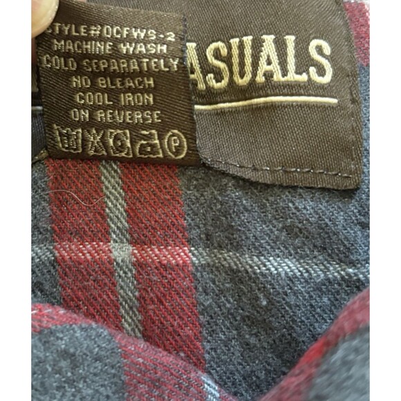 Outdoor Casuals Shirt Mens XLT Red Gray Plaid Pearl Snap Flannel Western Cowboy‎ - Picture 4 of 7